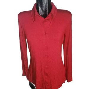 Zara Red Full Button Front Shirt L